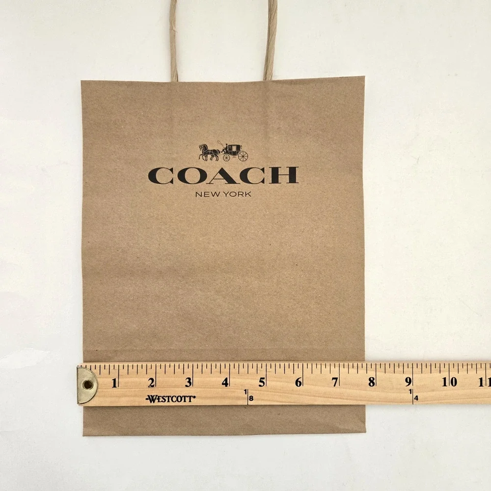 Coach New York Brown Paper Shopping Bag With Card Insert Small Gift Bag 10x8x4